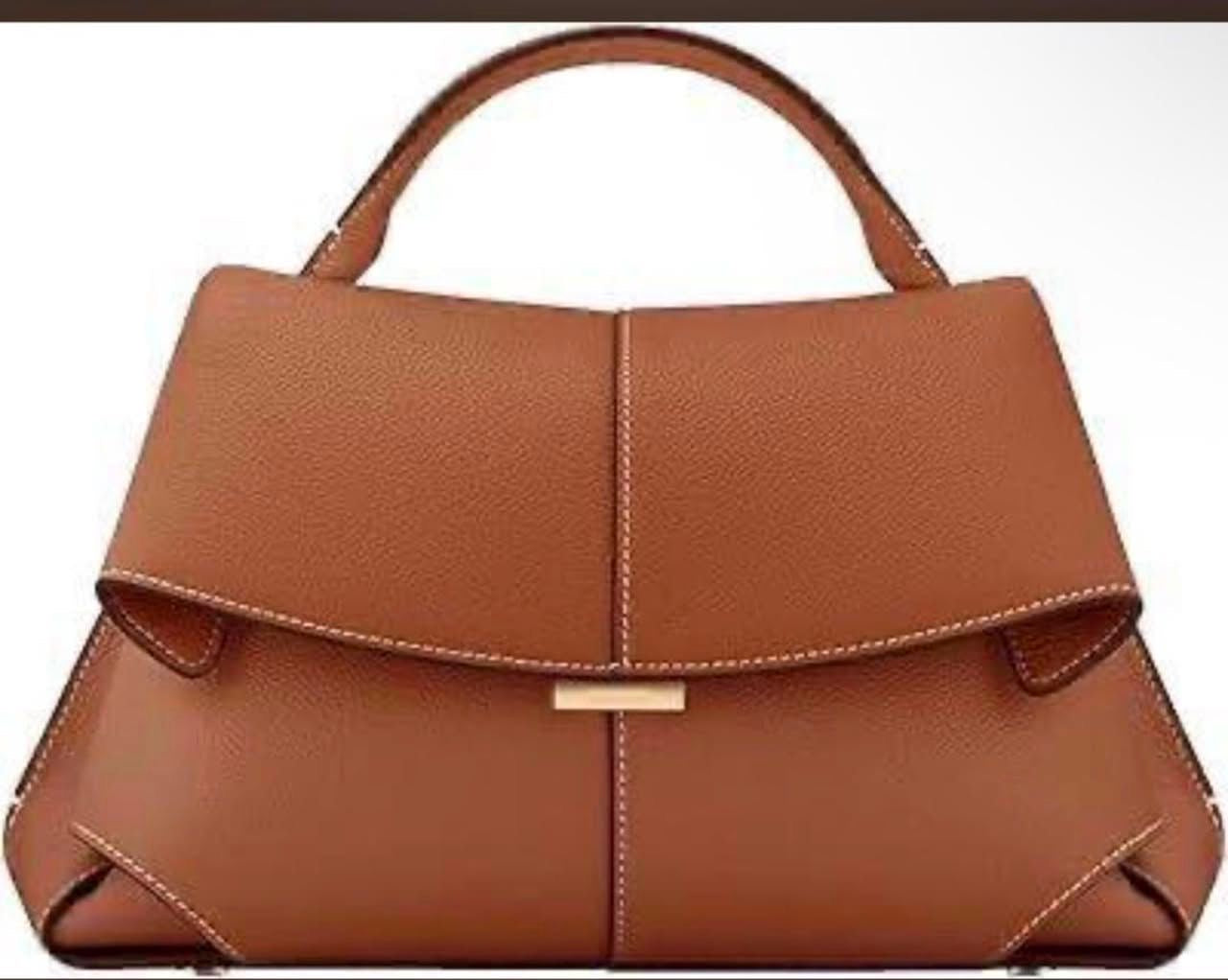 Sac à Main Cuir Grainé Camel – Top Handle & Surpiqûres