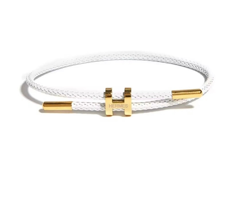 Bracelet Cordon Tressé — Fermoir H Doré