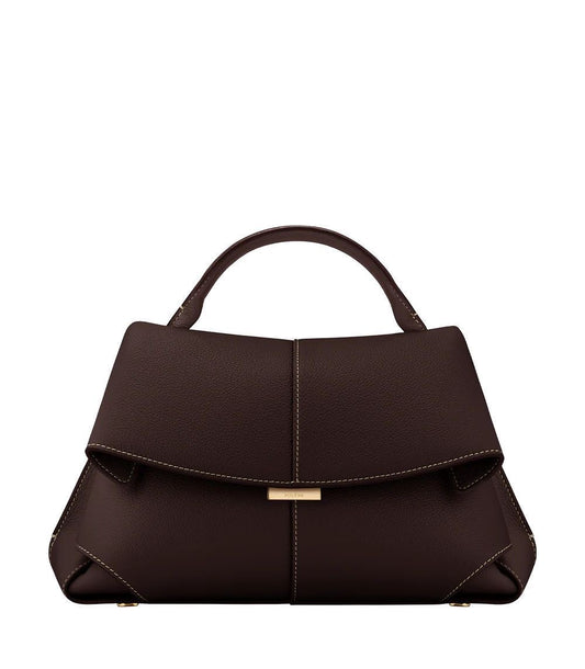 Sac à Main Cuir Grainé Camel – Top Handle & Surpiqûres