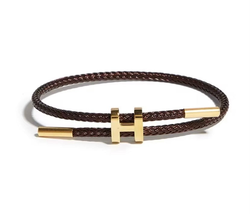 Bracelet Cordon Tressé — Fermoir H Doré