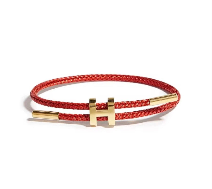Bracelet Cordon Tressé — Fermoir H Doré