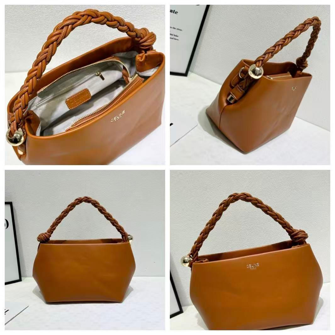 Sac à Main Cuir Noir Anse Tressée