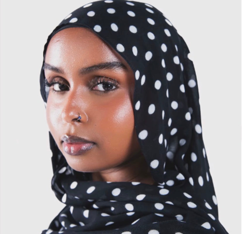 Hijab Mousseline à Pois