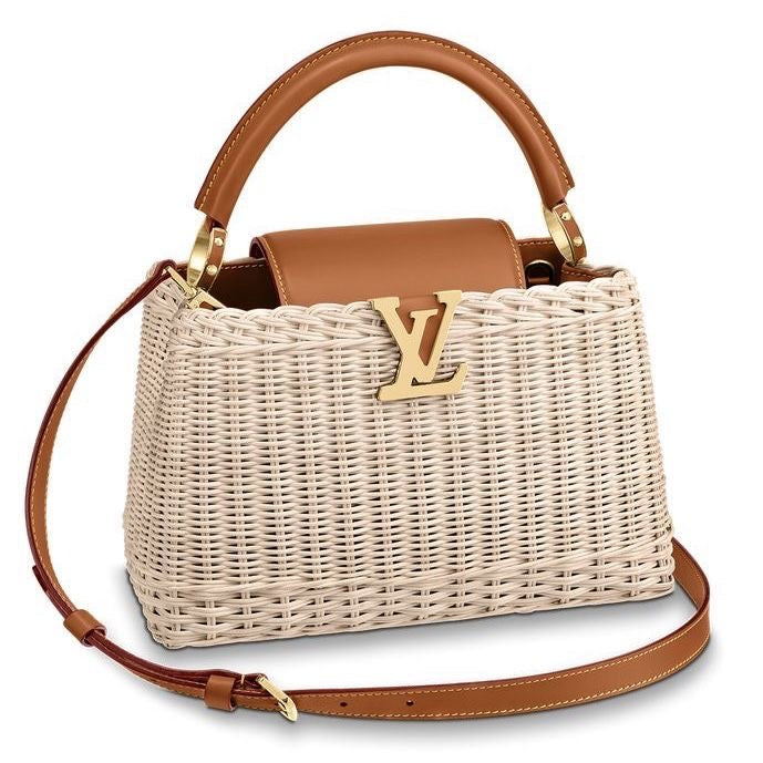 Sac Osier Tressé Camel & Crème