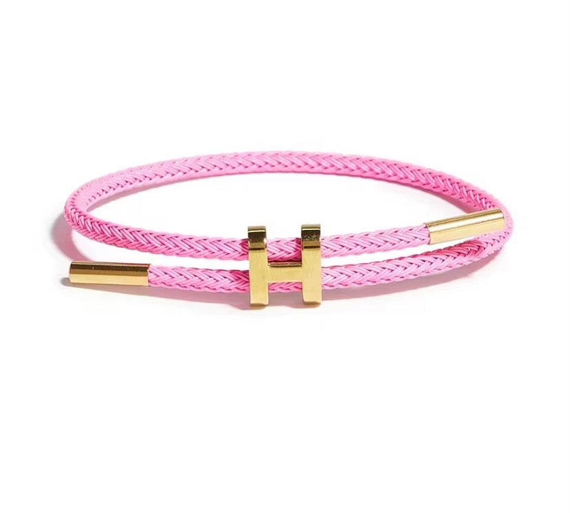 Bracelet Cordon Tressé — Fermoir H Doré