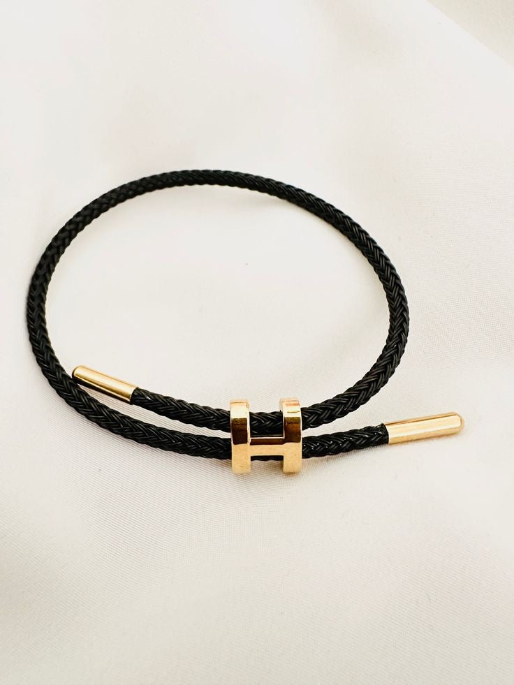 Bracelet Cordon Tressé — Fermoir H Doré