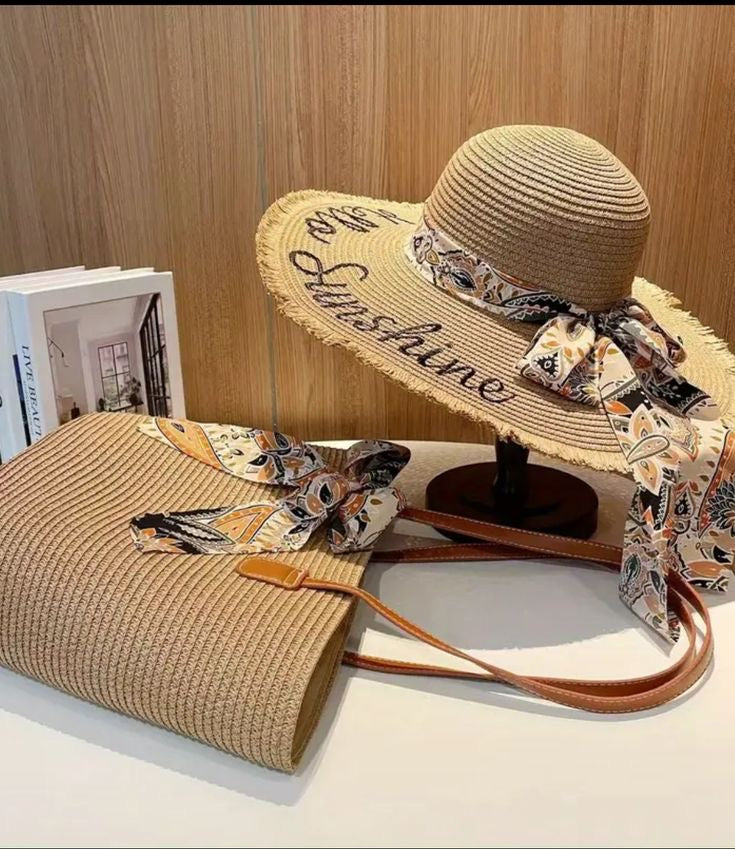 Set Sac & Chapeau Paille Sunshine