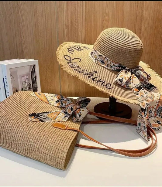 Set Sac & Chapeau Paille Sunshine