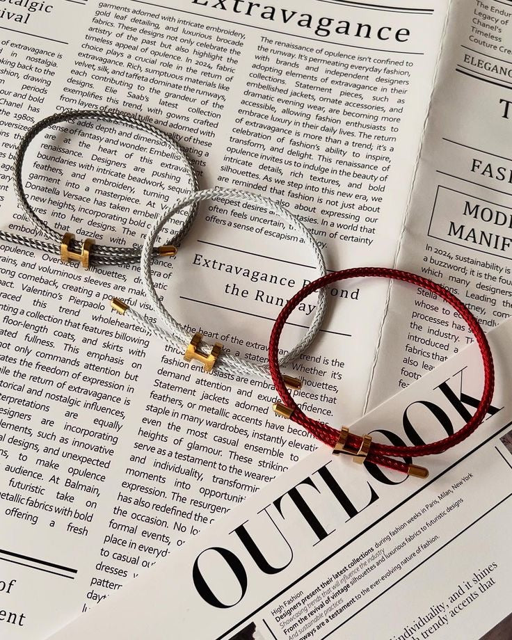 Bracelet Cordon Tressé — Fermoir H Doré