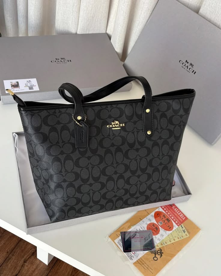 Tote Bag Coach Signature – Blanc Ivoire & Or