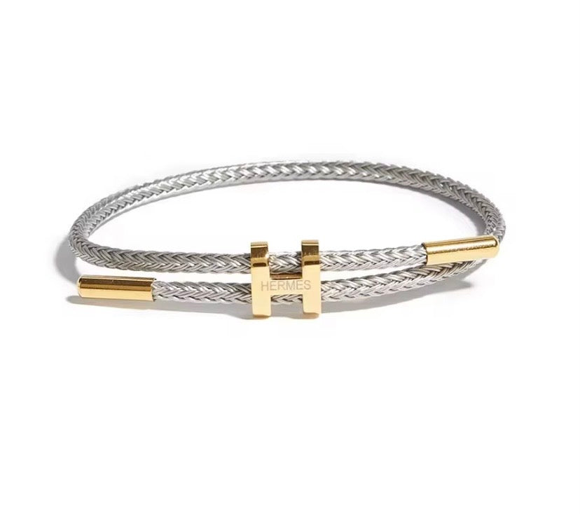 Bracelet Cordon Tressé — Fermoir H Doré