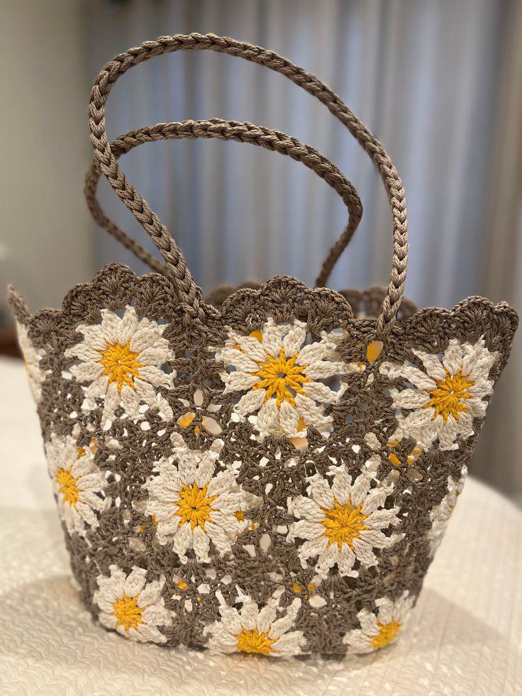 Sac Tote Crochet Floral Fait Main