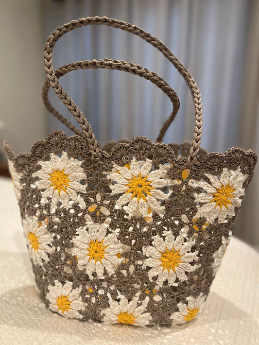 Sac Tote Crochet Floral Fait Main