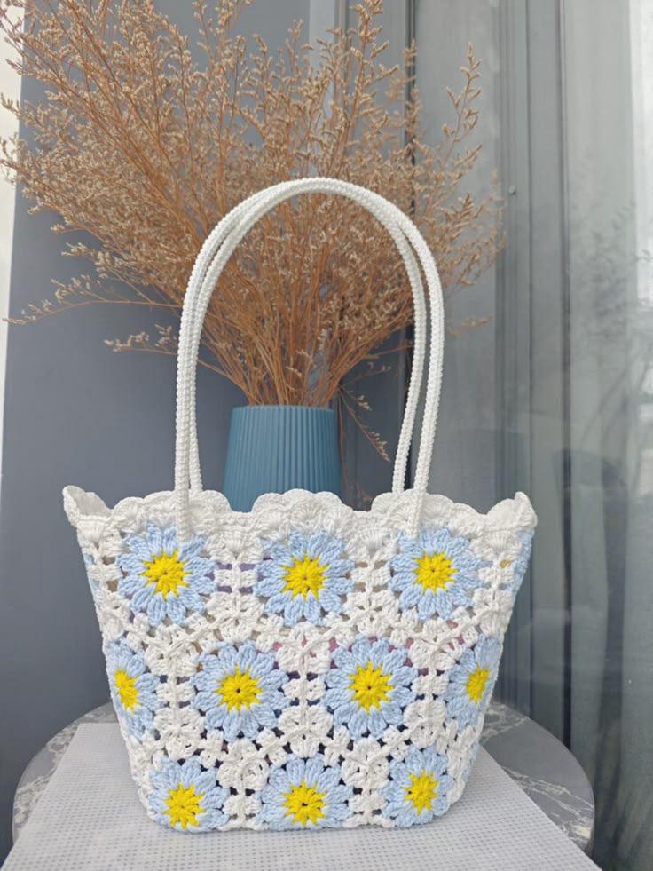 Sac Tote Crochet Floral Fait Main